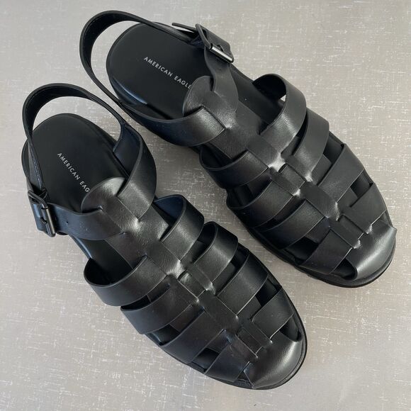 American Eagle Chunky Fisherman Lug Sole Sandals Closed Toe Women’s 9 Black - Picture 14 of 14